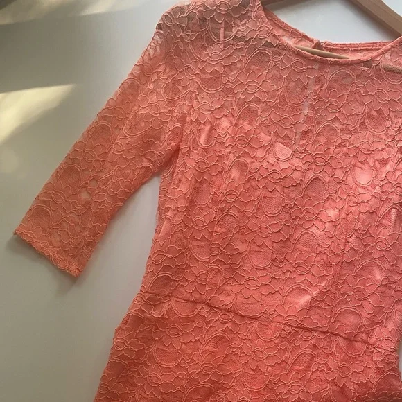 Dresses | Tahari Arthur S Levine Lace Coral Dress | Poshmark